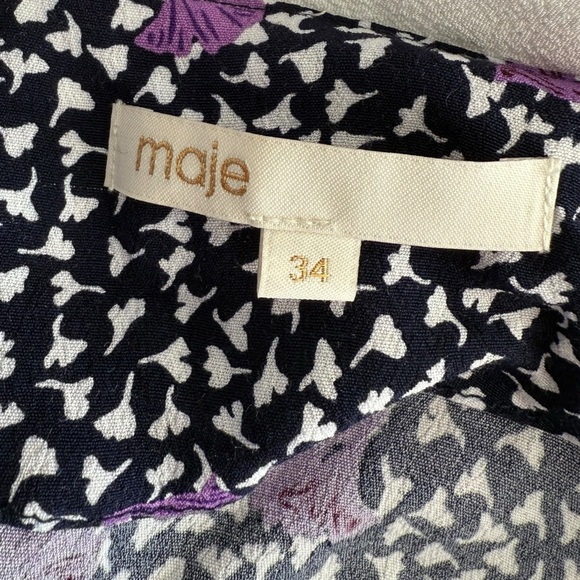 Maje Designer Navy, White and Purple Floral Romper - Picture 7 of 8